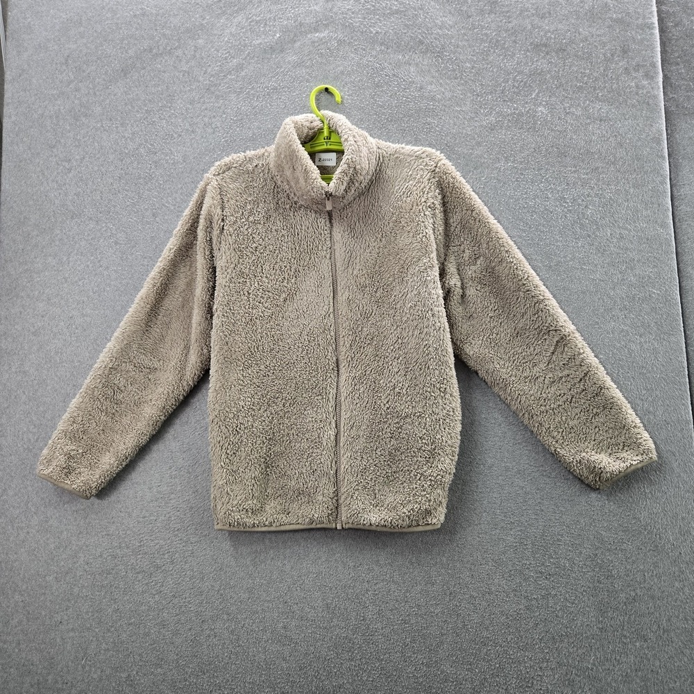 UNIQLO Women‎ Jacket L Beige Fleece Activewear Zipper Fluffy Yarn